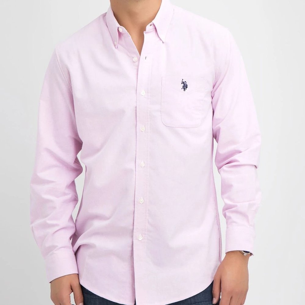 U.S. Polo Association Pink Stretch Oxford Shirt  M
